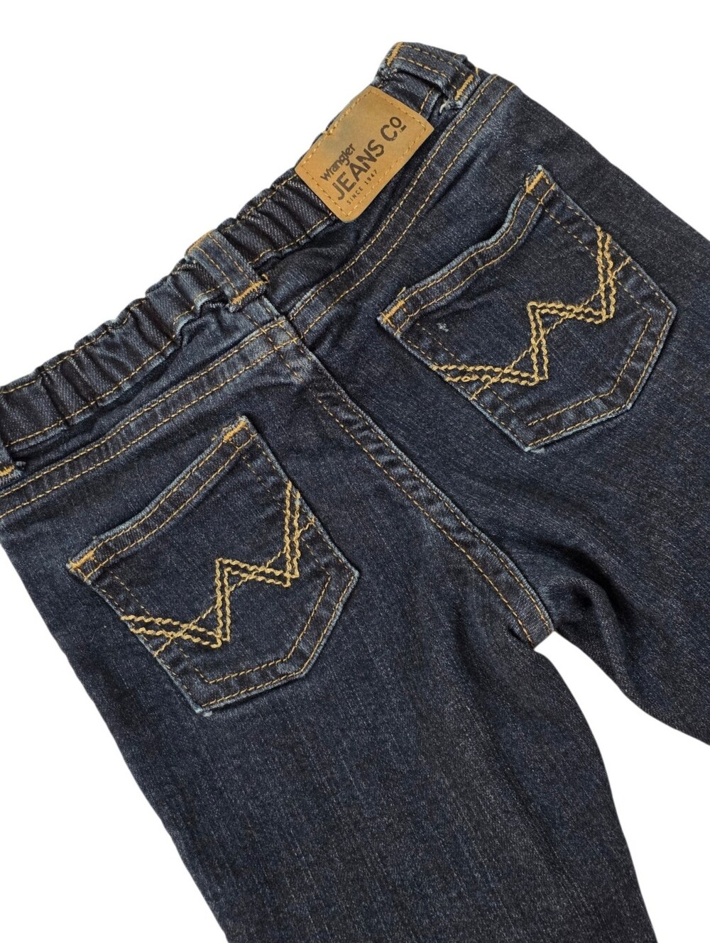 Wrangler Baby Boys Dark Wash Stretch Jeans 6-9M Elastic Waist Denim Western - Picture 4 of 6